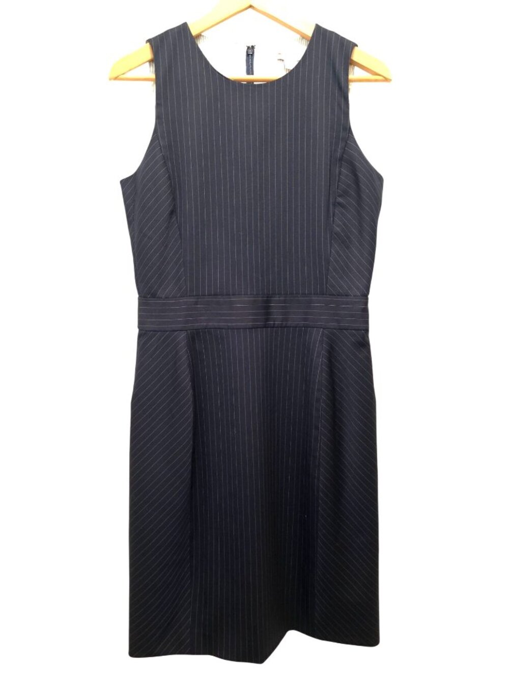 Brooks Brothers Red Fleece Navy Pinstripe Wool Blend Sheath Dress Women's Sz 4